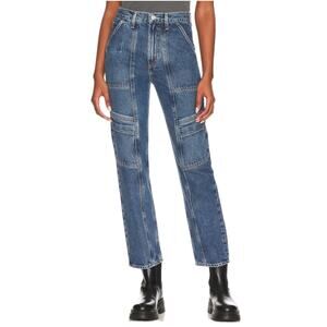 AGOLDE Cooper Cargo Jeans in Regulation Medium Wash 100% Cotton Women's 27